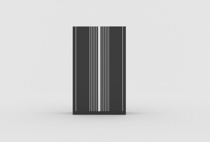 Serene, Dulap compartimentat de haine, doua usi cu riflaje, 120x60x200 cm, negru, PAL 18mm, design unic, Serene by Fichi