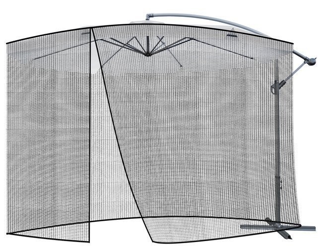 Plasa anti-insecte pentru umbrela, diametru 3,5 m, inaltime 260 cm, snur prindere, fermoar, negru