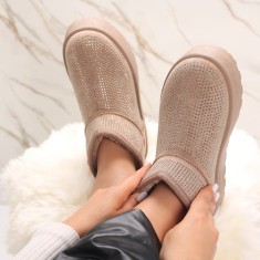 Ghete Dama Imblanite Kaki din Piele Ecologica Intoarsa Arivalo, 38