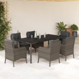 VidaXL Set mobilier de grădină cu perne, 7 piese, gri, poliratan