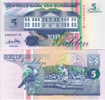 SURINAME 5 gulden 1996 UNC!!! foto