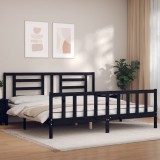 VidaXL Cadru pat cu tăblie 200x200 cm, negru, lemn masiv
