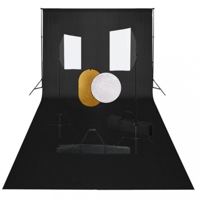 Set studio foto cu lumini softbox, fundal si reflector foto