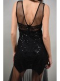 Cumpara ieftin Rochie Ocazie Lunga Paiete Tul Lush Negru M/L Eleganta Festiva Rochii Seara