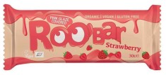 Baton cu capsuni invelit in glazura roz bio 30g Roobar