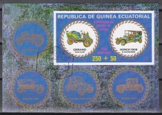 Guineea Ecuatoriala 1976 - Mașini de epocă, Coliță NDT, Ștampilat