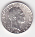 Monedă Albania 1 Frang Ar 1937 &ndash; 25 ani Independență, argint .835, KM 18