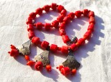 COLIER MASIV OPULENT cu CORAL autentic TRIBAL etnic AFGHAN superb VECHI si UNIC
