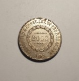 Brazilia 2000 Reis 1855 Piesa de Colectie, America Centrala si de Sud