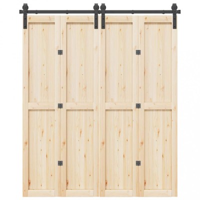 vidaXL Set feronerie pentru ușă glisantă, negru, 183 cm, oțel 4009744 foto