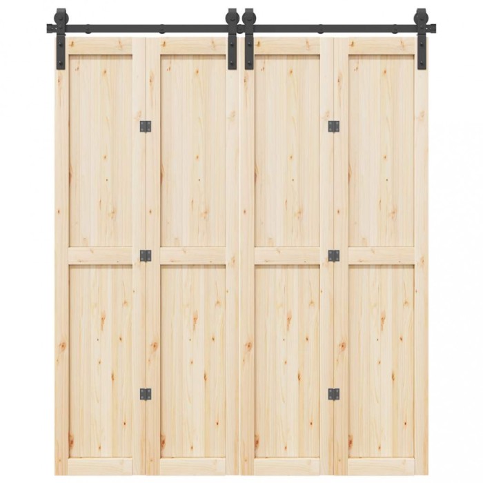 vidaXL Set feronerie pentru ușă glisantă, negru, 183 cm, oțel 4009744