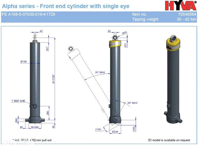 Cilindru Basculare Hyva 70546584 FE A169-5-07030-019-K17929