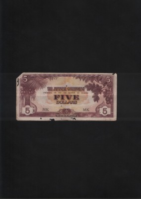 Malaezia 5 dollars Malaya ocupatie japoneza 1942 uzata foto