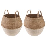 vidaXL Vază pentru plante cu m&acirc;nere 2 pcs Alb &Oslash; 32 x 32 cm 42012269