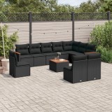 Cumpara ieftin Set canapele de grădină cu perne, 11 piese, negru, poliratan