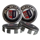 Set 4 capacele roti 68 mm Alpina, pentru jante aliaj, Negru, chrom, Autohelix MSA