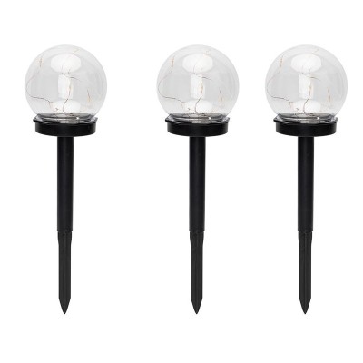 Set 3 lampi solare tip sfera, LED Alb, 23 cm foto