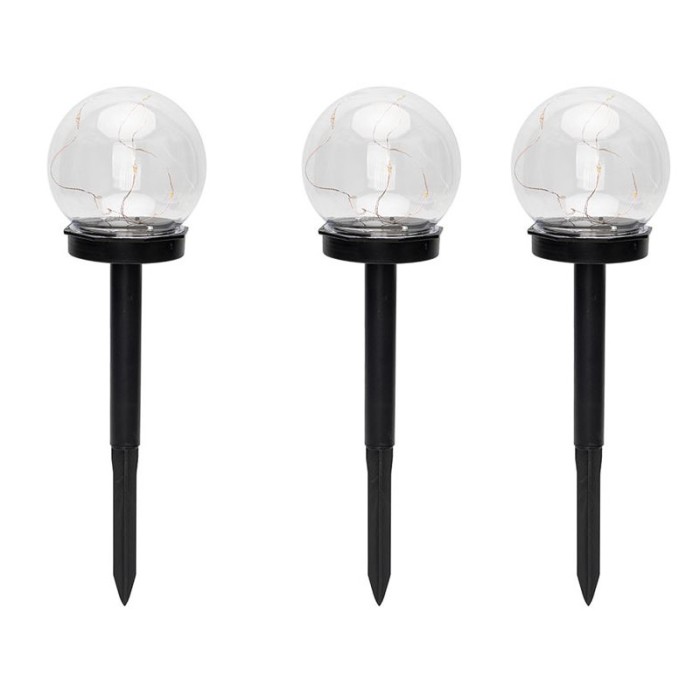 Set 3 lampi solare tip sfera, LED Alb, 23 cm