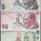 TURCIA SET / LOT : 5 + 10 + 20 Lira 2022 ( 2009 ) [ P-222f ; P-223f ; P -224f ] Seria : F-F-G , UNC , necirculate