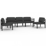 Set mobilier de gradina cu perne, 5 piese, antracit, aluminiu