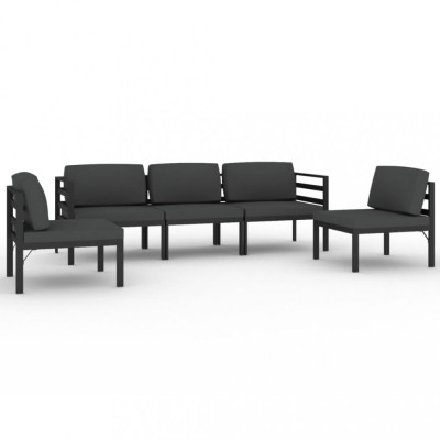 Set mobilier de gradina cu perne, 5 piese, antracit, aluminiu foto