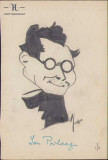 HST 171S Caricatura Ion Pribeagu anii 1930 Geo Dumitrescu semnata