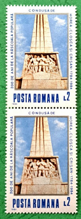TIMBRE ROMANIA MNH LP1112/1984 200ani Rascoala Horia Cloșca și Crișan -pereche