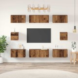 vidaXL Set dulap TV cu raft Pe perete Altele 8 pcs Lemn vechi Mediu 30.5 x 30 x 30 cm