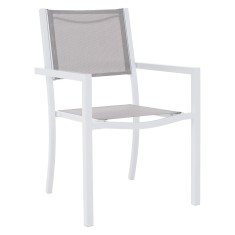 Scaun stivuibil pentru gradina otel alb gri Dorio 56x62x86 cm