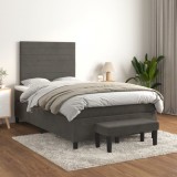 VidaXL Pat box spring cu saltea, gri &icirc;nchis, 120x200 cm, catifea 3137894