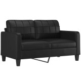 Cumpara ieftin Canapea cu 2 locuri, negru, 140 cm, piele ecologica