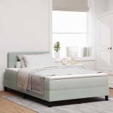 Cumpara ieftin Pat cu arc LED cu headboard Gri deschis 120 x 200 cm Catifea