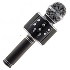 Microfon Wireless Profesional Karaoke Cu Difuzor Bluetooth, Negru foto
