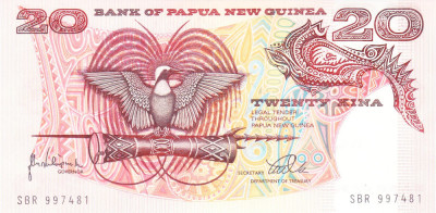 Bancnota Papua Noua Guinee 20 Kina (1998) - P10c UNC foto