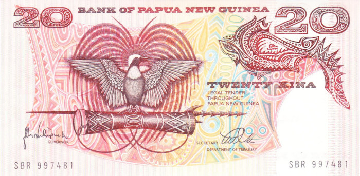 Bancnota Papua Noua Guinee 20 Kina (1998) - P10c UNC ( vezi descriere )