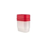 Set 10 cutii alimente Spring, rosii, 2.7 litrii, dreptunghiulare