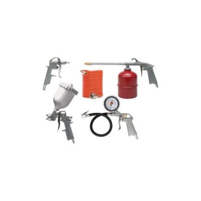 Kit vopsit 5 piese aer comprimat cu pistol vopsire, suflare, spalare, umflat si furtun Cod: 81638 foto