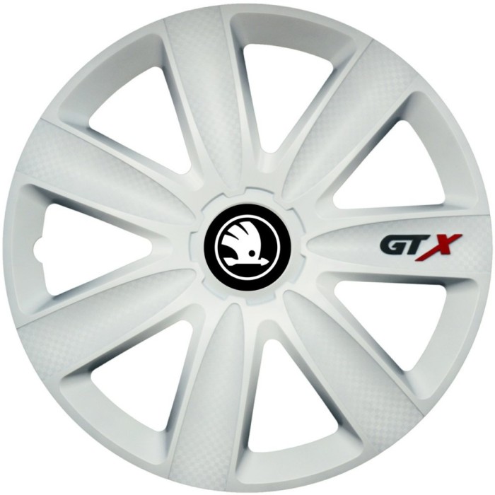Set 4 Capace Roti GTX Alb R15, Compatibil Cu Skoda Nou