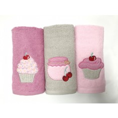 Set de 3 prosoape bucătărie Valentini Bianco Cake Roz