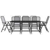Cumpara ieftin Set de masa pentru gradina, 9 piese, plasa metalica antracit