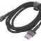 Cablu USB A la USB C 1m negru textil 40W