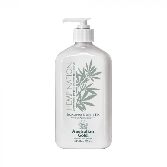 Crema hidratanta pentru prelungirea bronzului, Australian Gold, Hemp Nation, Eucalyptus&amp;White Tea, 535ml