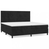 Cumpara ieftin Pat box spring cu saltea, negru, 200x200 cm, catifea