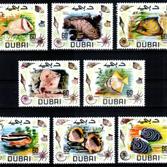 Dubai 1969, Mi #345-352**, fauna, pesti tropicali, MNH, cota 16 €!