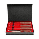 Set 6 cutite steak 12.5cm, lama zimtata otel 3Cr13, maner lemn Pakka Breckner Germany