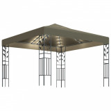 Pavilion cu siruri de lumini LED, gri taupe, 3x3m, GartenMobel Dekor, vidaXL