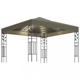 Pavilion cu siruri de lumini LED, gri taupe, 3x3m,