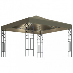 Pavilion cu siruri de lumini LED, gri taupe, 3x3m, GartenMobel Dekor