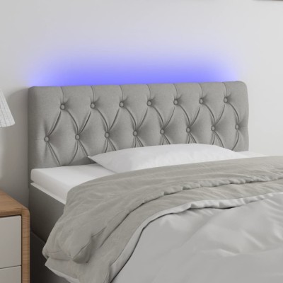 vidaXL Tăblie de pat cu LED, gri deschis, 100x7x78/88 cm, textil 3121938 foto