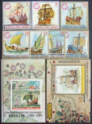 R.Guinea Ecuatoriala. -MARI NAVIGATORI-CORABII-SERIE 7 V.+ 2 COLITE.-MNH.**GEQ 005 foto